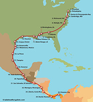 © aerialarchives.com, map of Herb Lingl ferry flight Princeton to Panama, AHLB3860